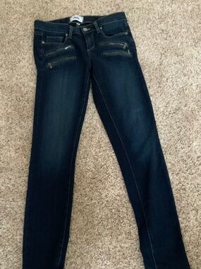 Paige straight leg jeans with 4 zipper pockets in front